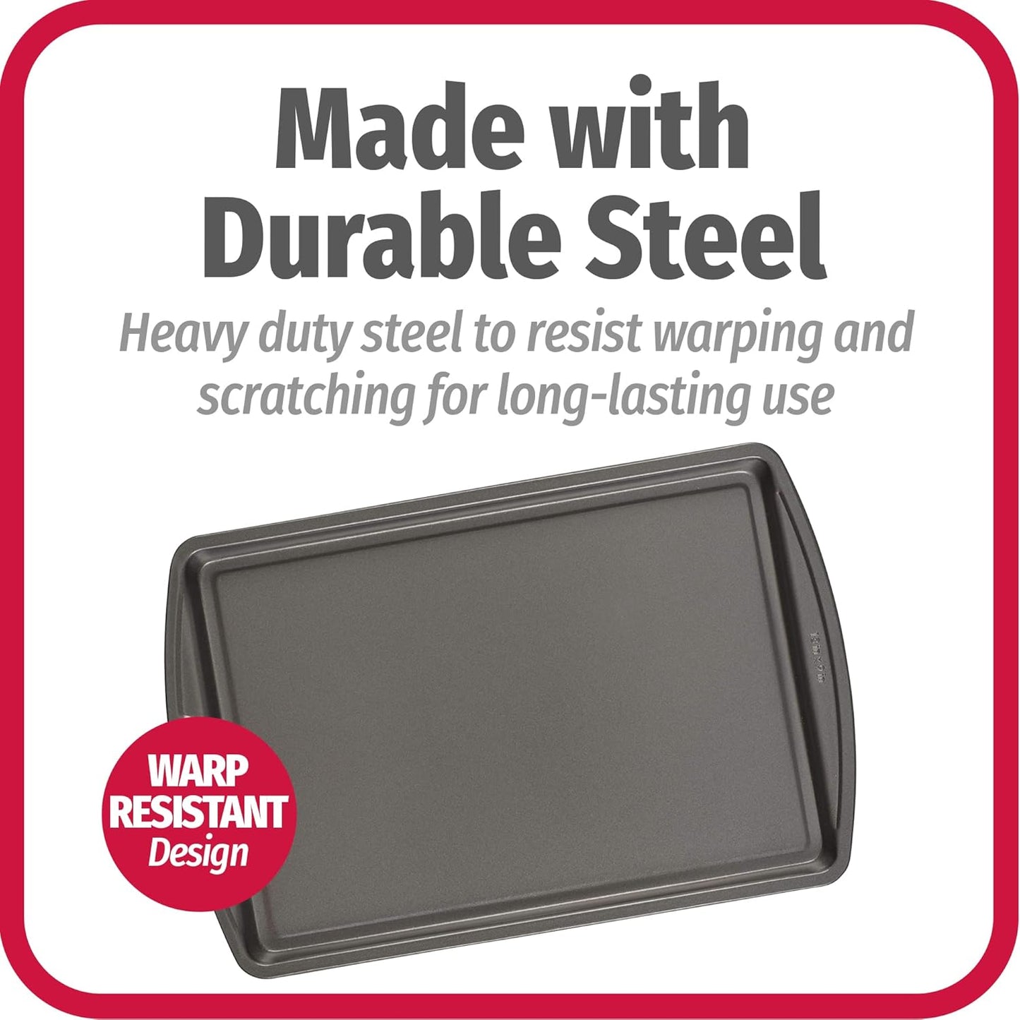 GoodCook Everyday Baking Sheet Set Nonstick Carbon Steel Standard-Sized Cookie Sheets for Even Baking, Bakeware Set Includes 3 Pans with Scratch-Resistant Finish, 13x9-Inch, Gray