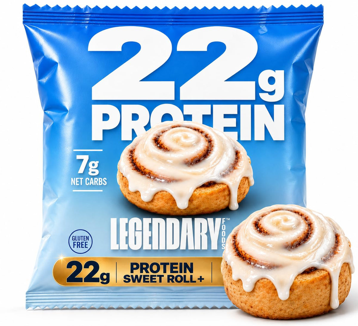Legendary Foods Cinnamon Roll Protein Bars - Gluten-Free, Low Carb, 10-Pack