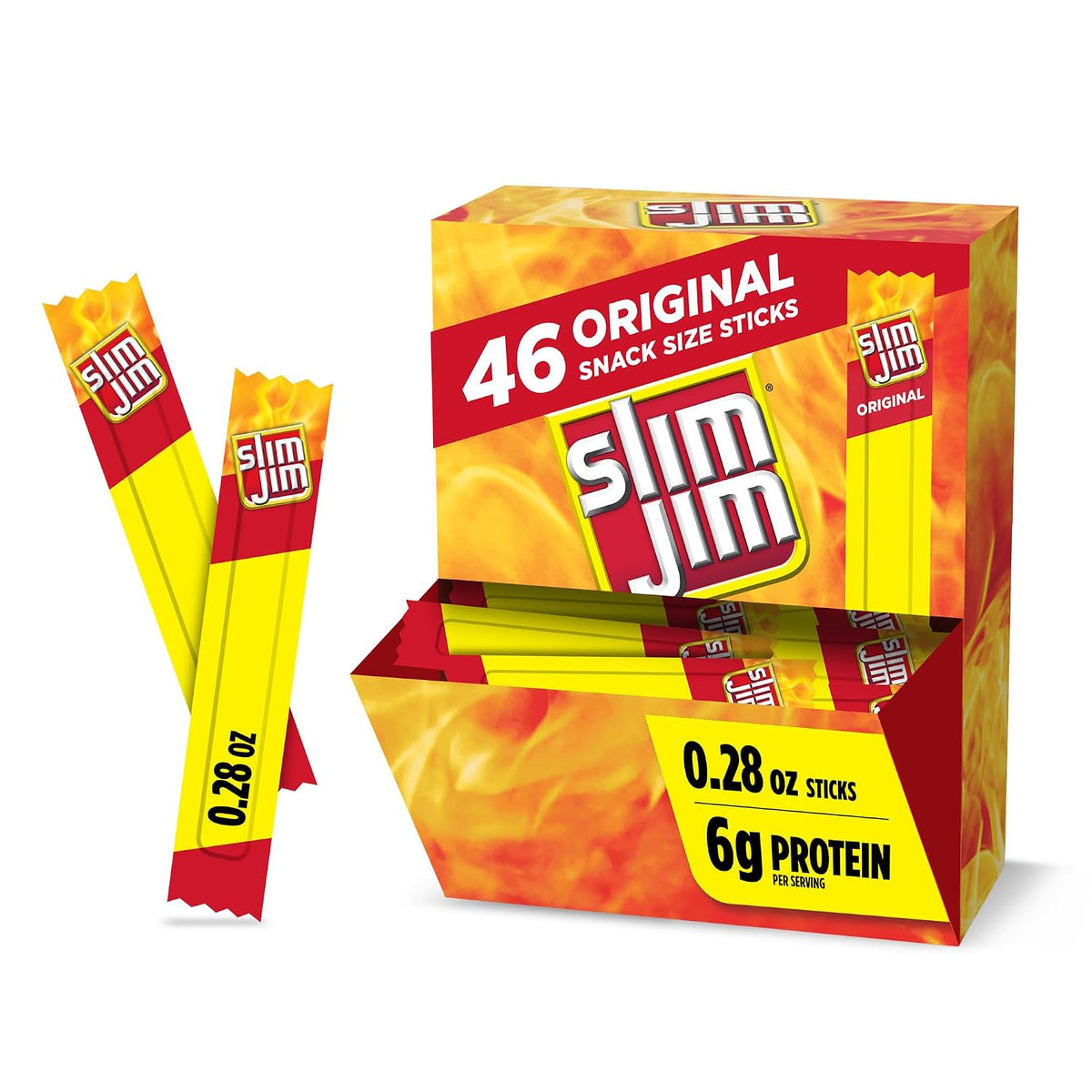 Slim Jim Original Snack Size Sticks, 46 Count, 0.28 oz Each, Beef, Pork, Chicken