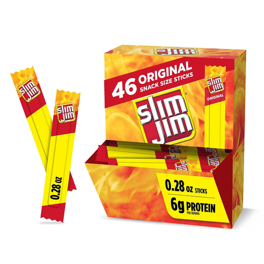 Slim Jim Original Snack Size Sticks, 46 Count, 0.28 oz Each, Beef, Pork, Chicken