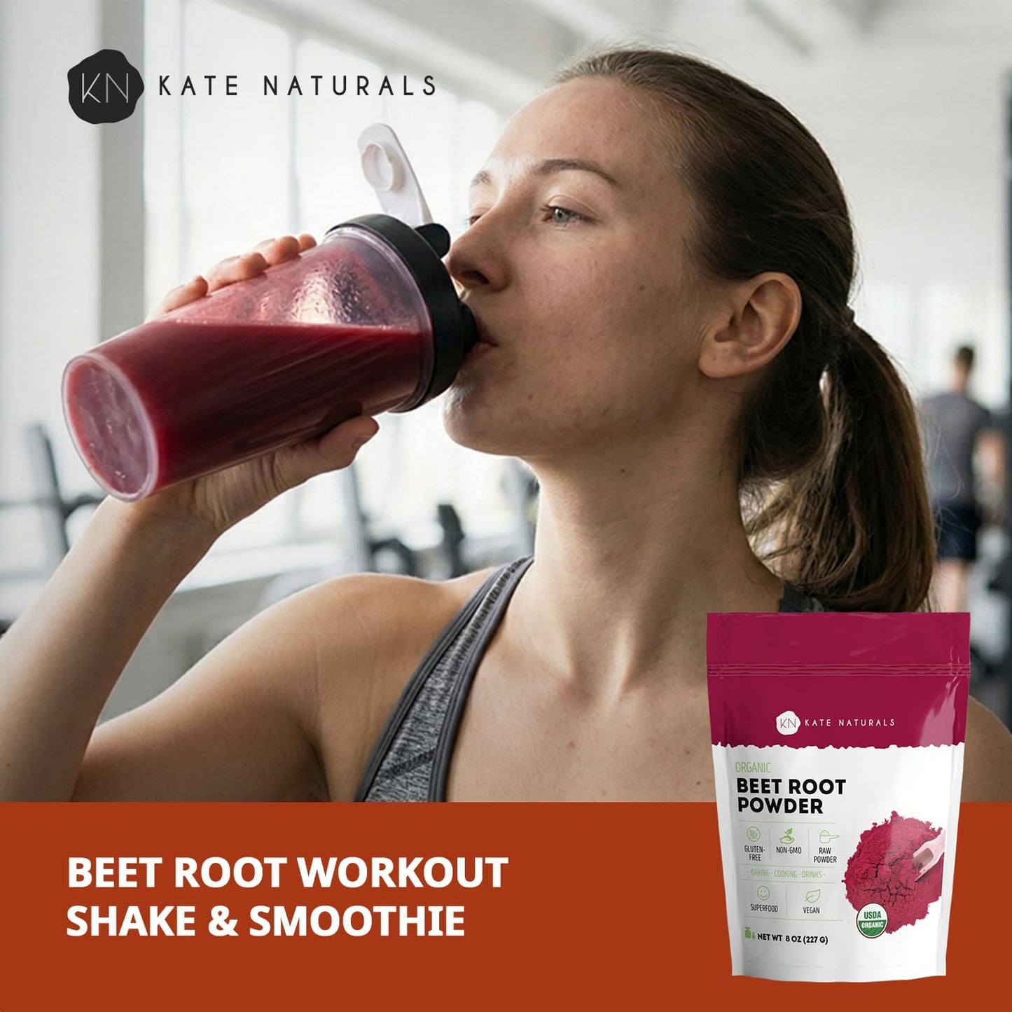 Kate Naturals Organic Beet Root Powder for Smoothies, Baking & Juice. Raw Beetroot Superfood & Natural Red Food Coloring (8oz, Non-GMO, Earthy Flavor)