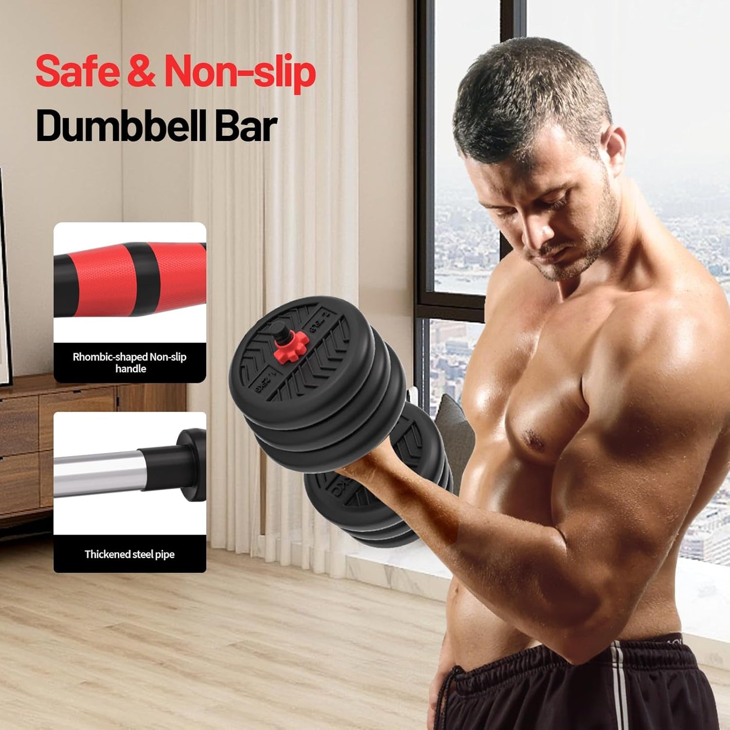 Adjustable Dumbbell Set: 20/30/40/60/80lbs Weights for Home Gym Workouts