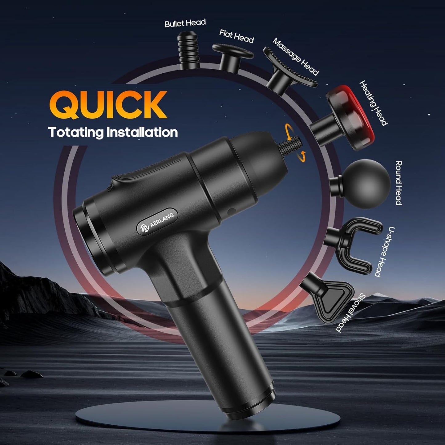 AERLANG Massage Gun with Heat for Deep Tissue Pain Relief and Muscle Percussion