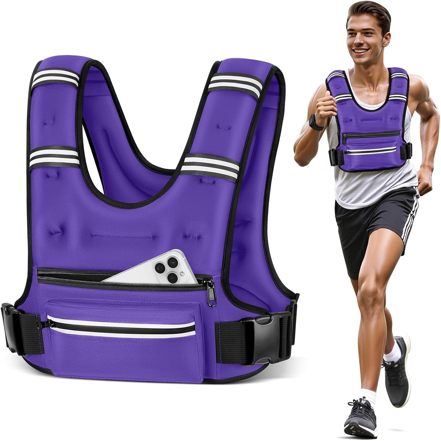 Adjustable Weighted Vest with Storage Pockets - Perfect for Workout, Running, Walking