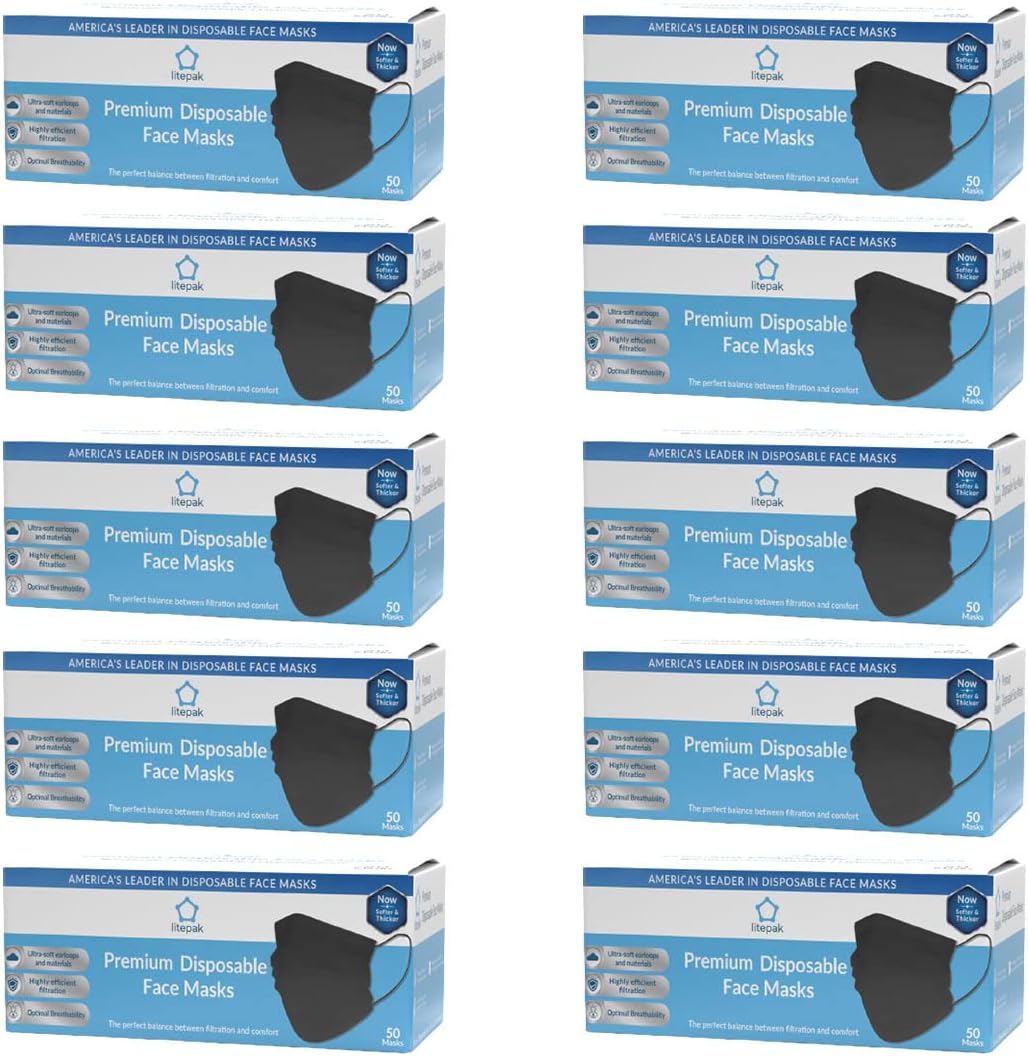 Litepak Premium Disposable Face Mask 500pcs 3ply Soft with Nose Wire