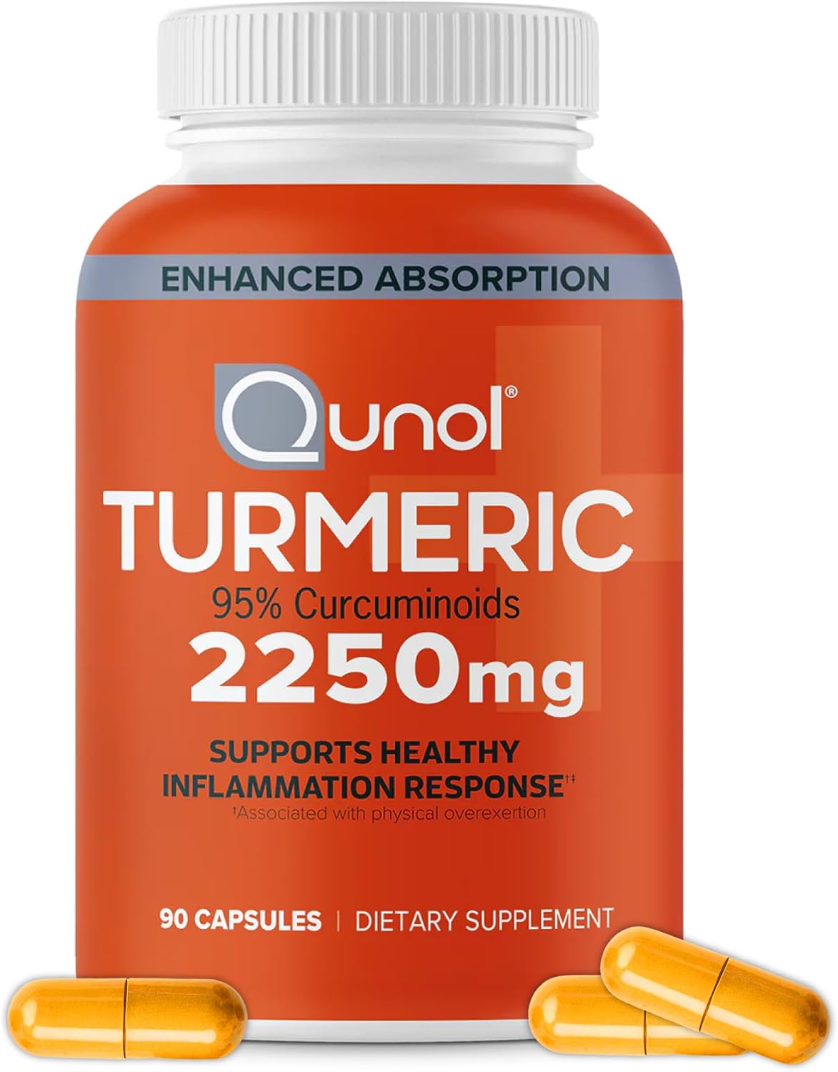 Qunol Turmeric Curcumin 2250mg, Black Pepper Extract, Supports Joint Health, 90 Capsules