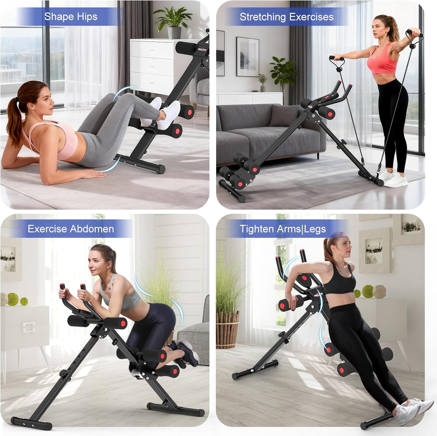 RELIFE Adjustable Ab Trainer Machine - Foldable Ab Cruncher, Full Body Workout, 440 LBS Capacity