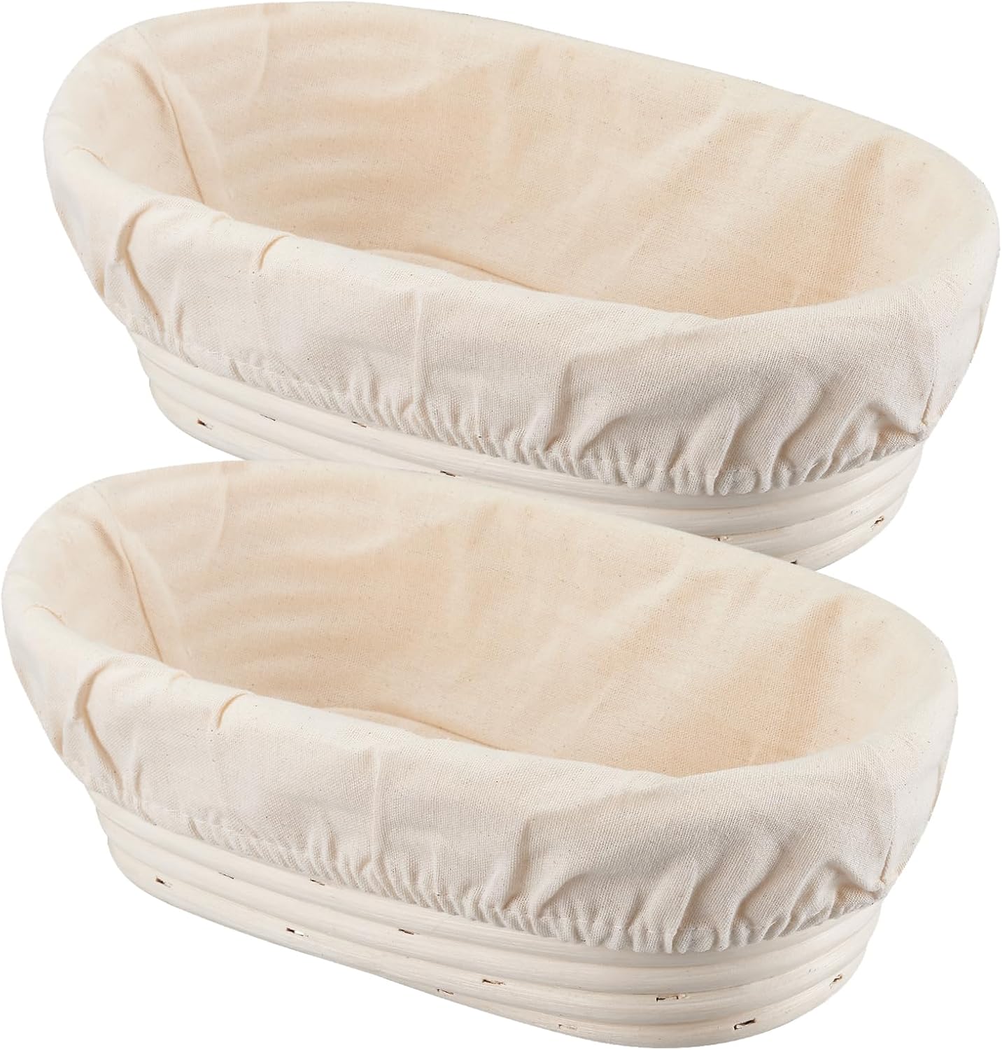 Dimpola Banneton Bread Proofing Basket - 9 inch Banneton Basket Set of 2 Sourdough Proofing Basket Round Proofing Bowls Handmade Rattan Baskets and Liners