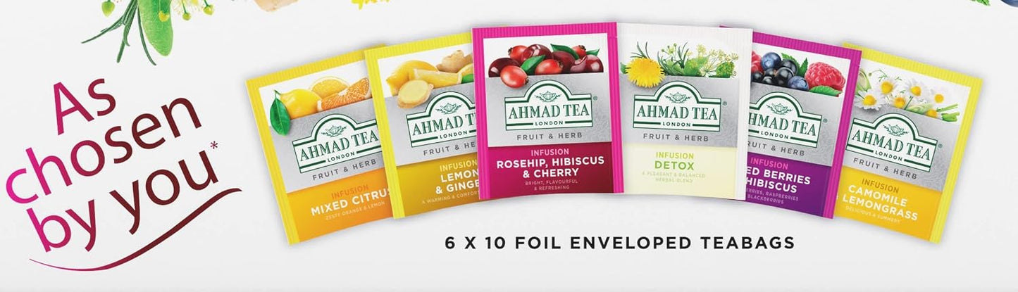 Ammad Tea Herbal Tea Gift Box, 60 Foil Teabags, Decaffeinated and Sugar-Free