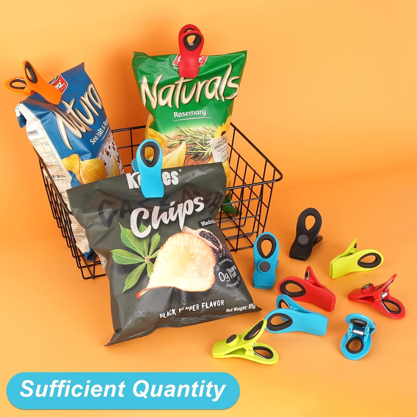 JETMORE 12 Pack Chip Clips Bag Clips, Magnetic Bag Clip for Food Storage | Heavy duty, plastic food clip for chips, snack, kitchen, refrigerator, garden, sewing, fabric, clothes pins