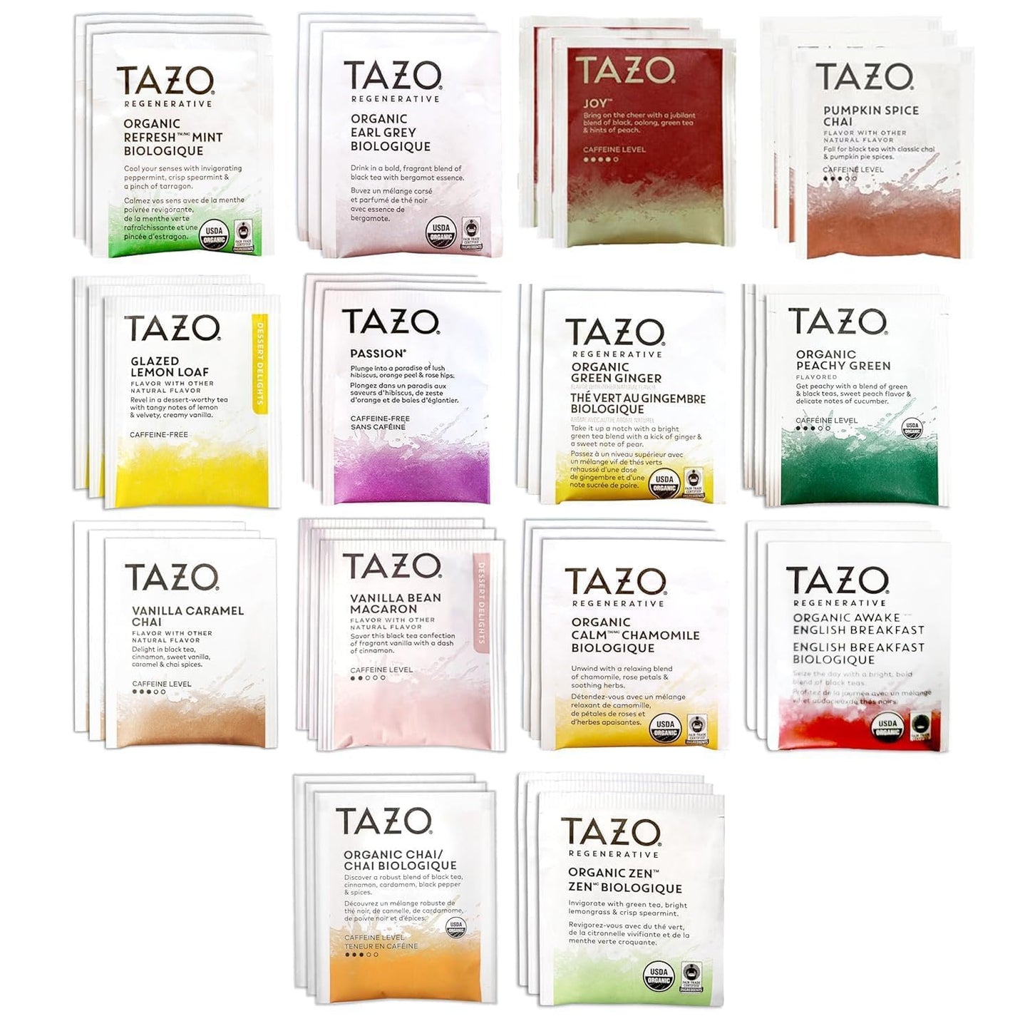 Tea Bags Sampler Assortment Variety Pack Gift Box 42 Count 14 Different Flavors