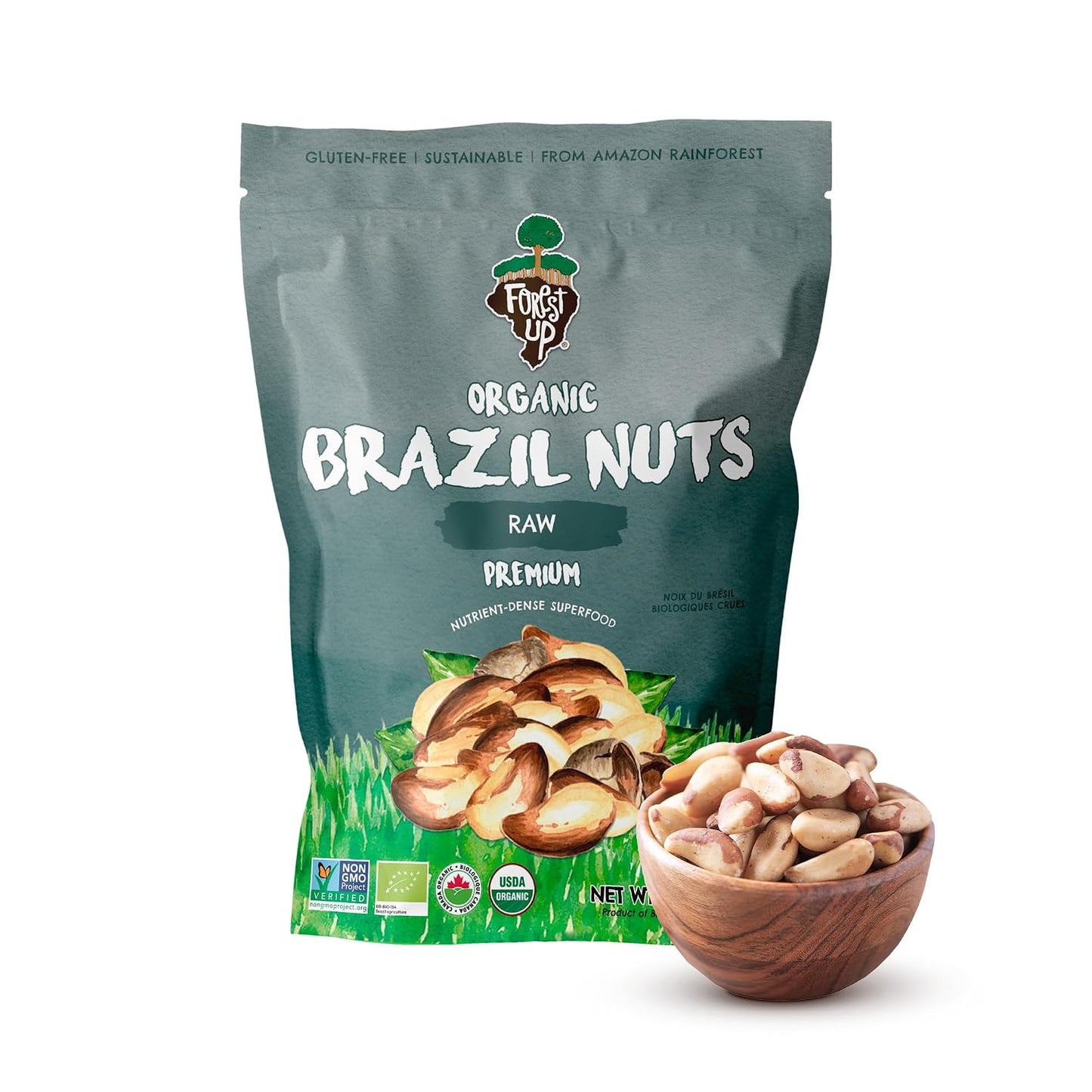 Brazil Nuts, 15 oz, Raw, Unsalted, Kosher, Organic, Vegan, Gluten Free, Harvested in Amazon Rainforest