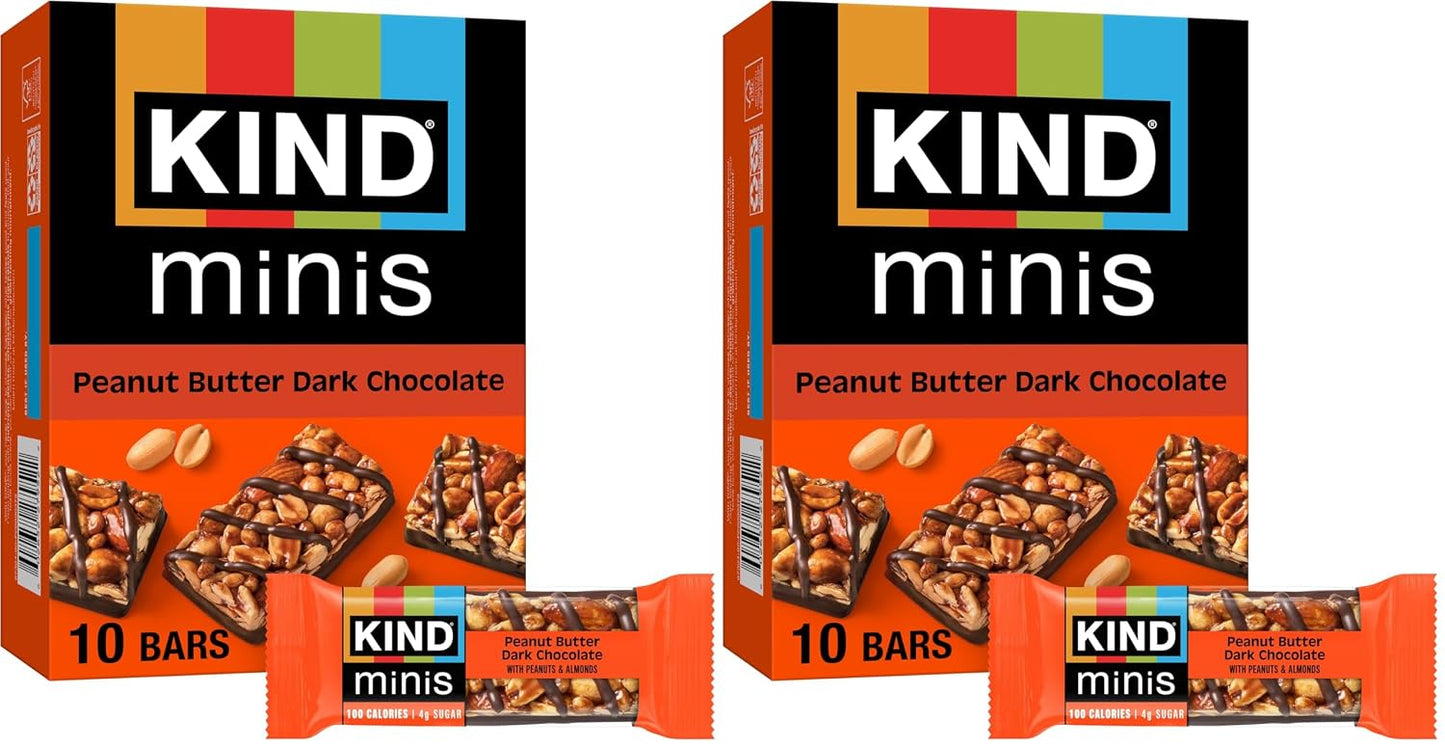 KIND Mini Snack Bars, Dark Chocolate Nuts & Sea Salt, 10 Count, Gluten Free, Low Sugar, Low Calorie