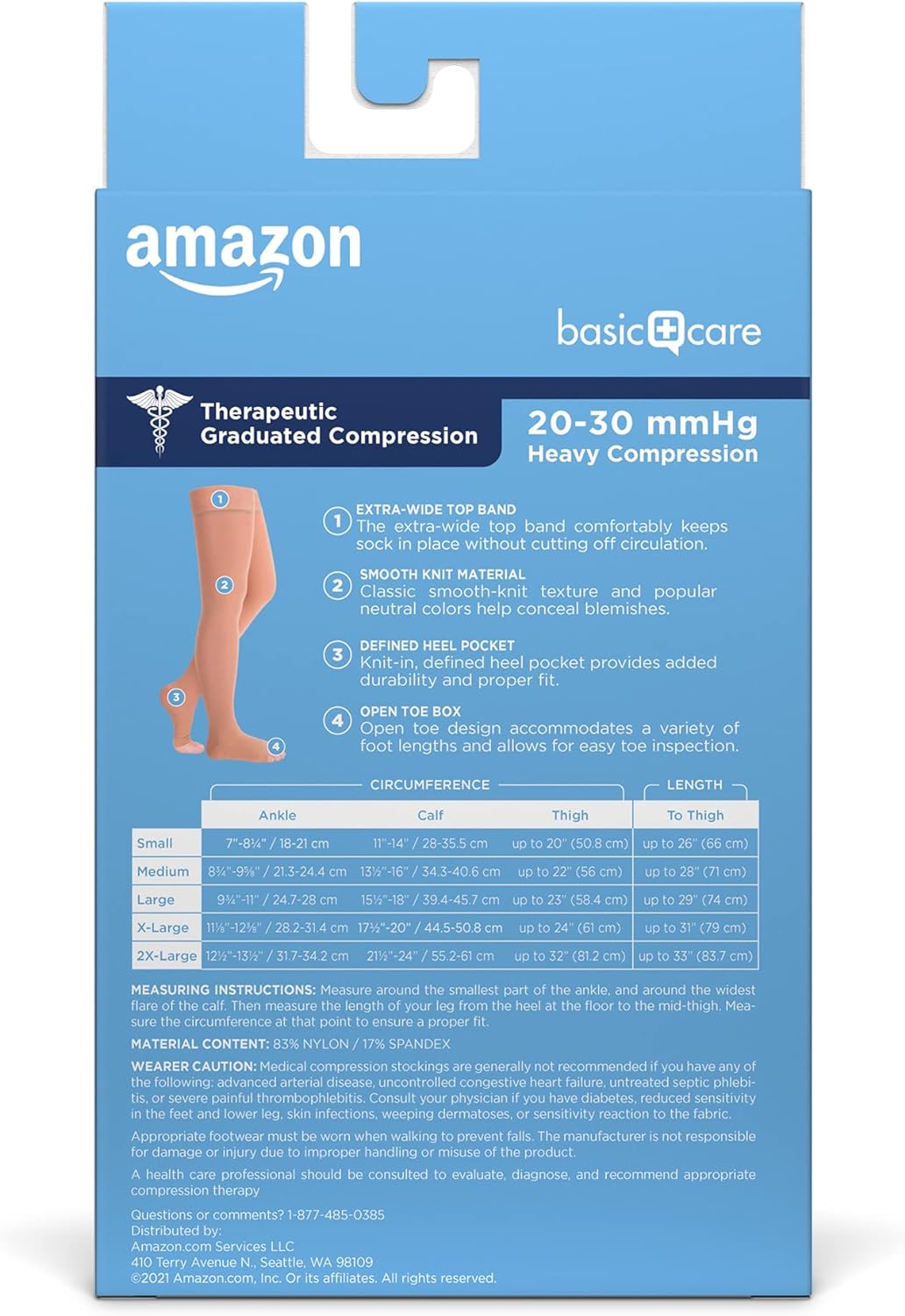 Amazon Basic Care Medical Compression Stockings 20-30 mmHg Beige Medium