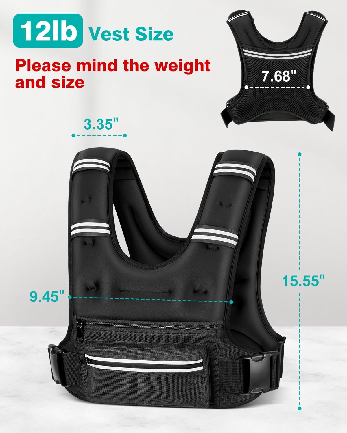 Adjustable Weighted Vest with Storage Pockets - Perfect for Workout, Running, Walking