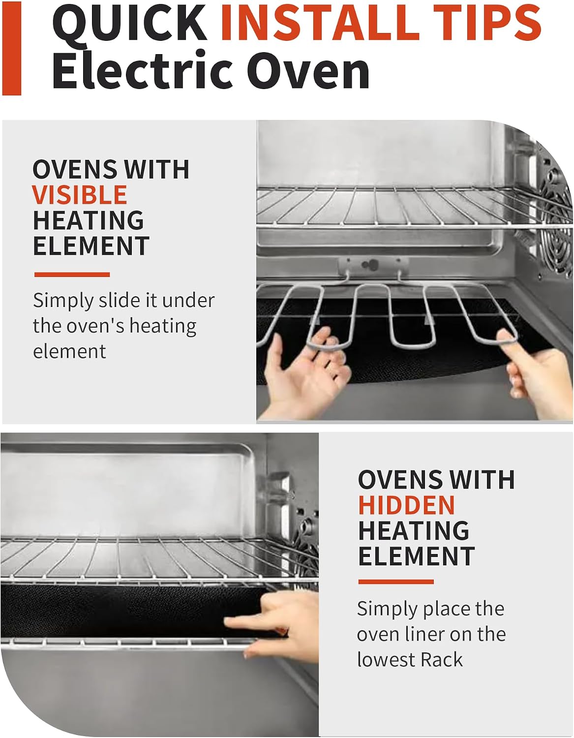 3 Pack Oven Liners for Bottom of Oven, 17x25" Large Heavy Duty Non-Stick Reusable Oven Mat for Electric, Gas, Toaster & Convection Ovens - BPA & PFOA Free, Dishwasher Safe, Kitchen Essentials, Black