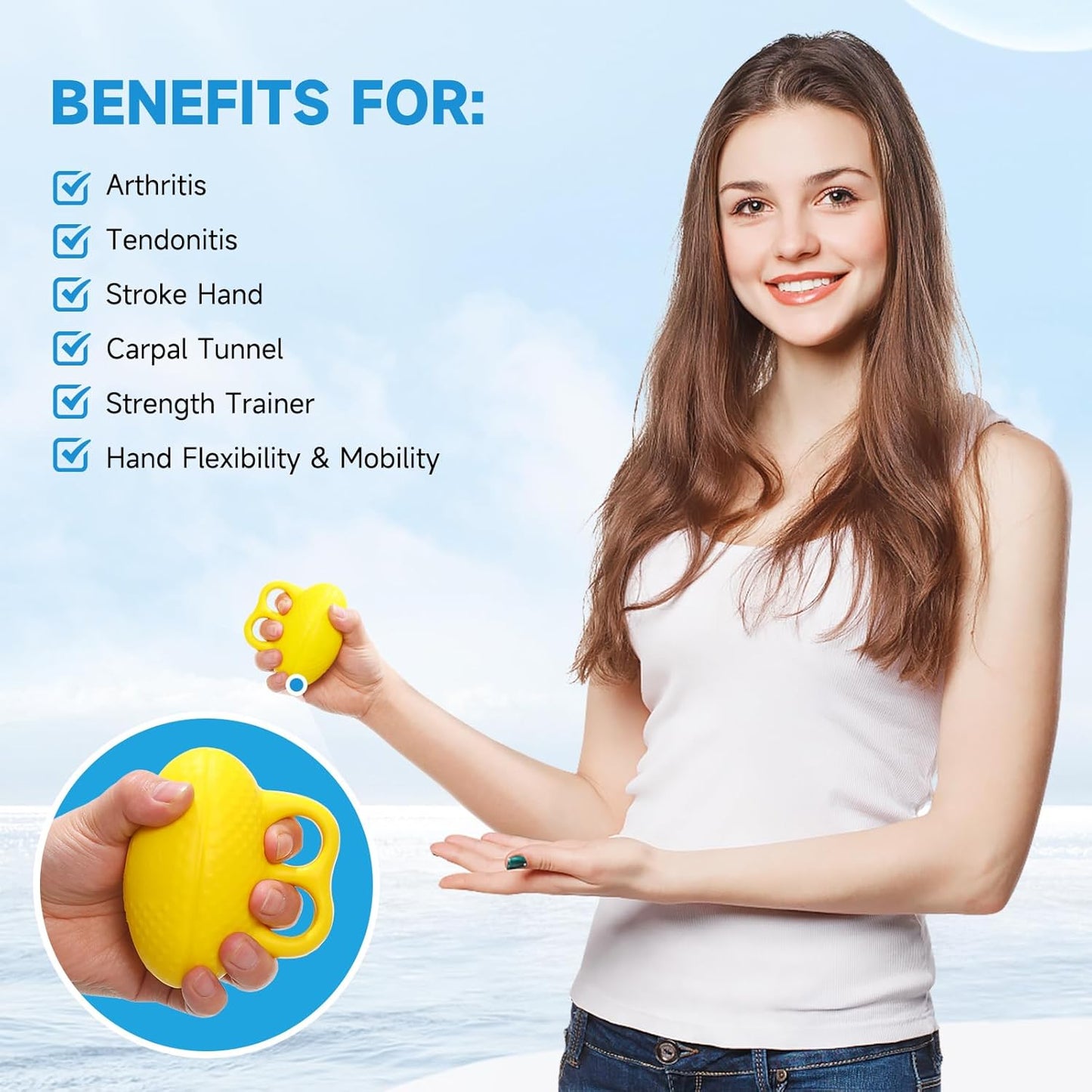 Fanwer Finger Exerciser Hand Squeeze Ball - Strength Trainer for Rehab, Arthritis, Carpal Tunnel