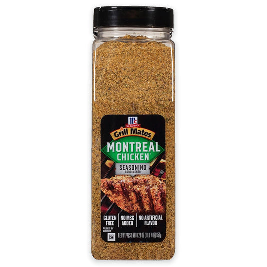 McCormick Grill Mates Montreal Chicken Seasoning, 23 oz - 23 oz container with blend of garlic, onion, black and red pepper, and paprika for meats and seafood