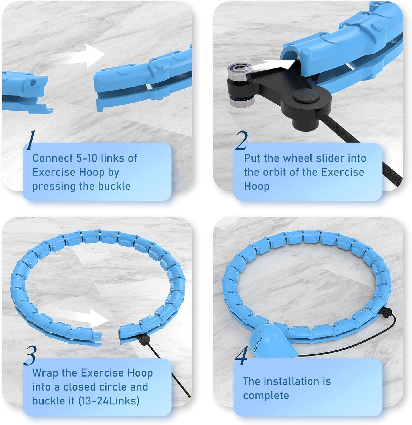 Weighted Hula Hoop for Adults - 47" Fitness Hoop with 24 Detachable Links for Weight Loss