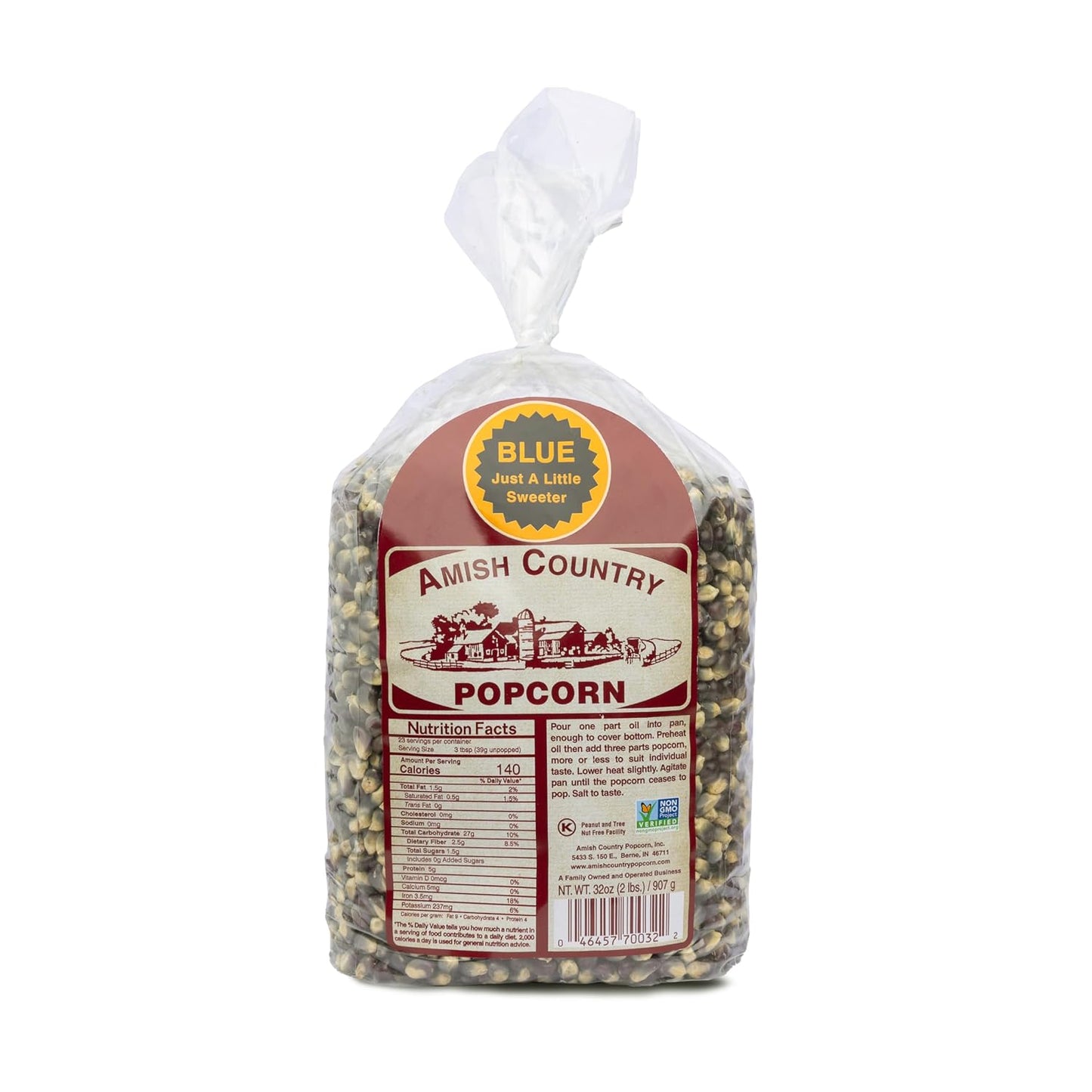 Blue Popcorn Kernels from Amish Country, 6 Pound Bag, Non-GMO and Gluten Free