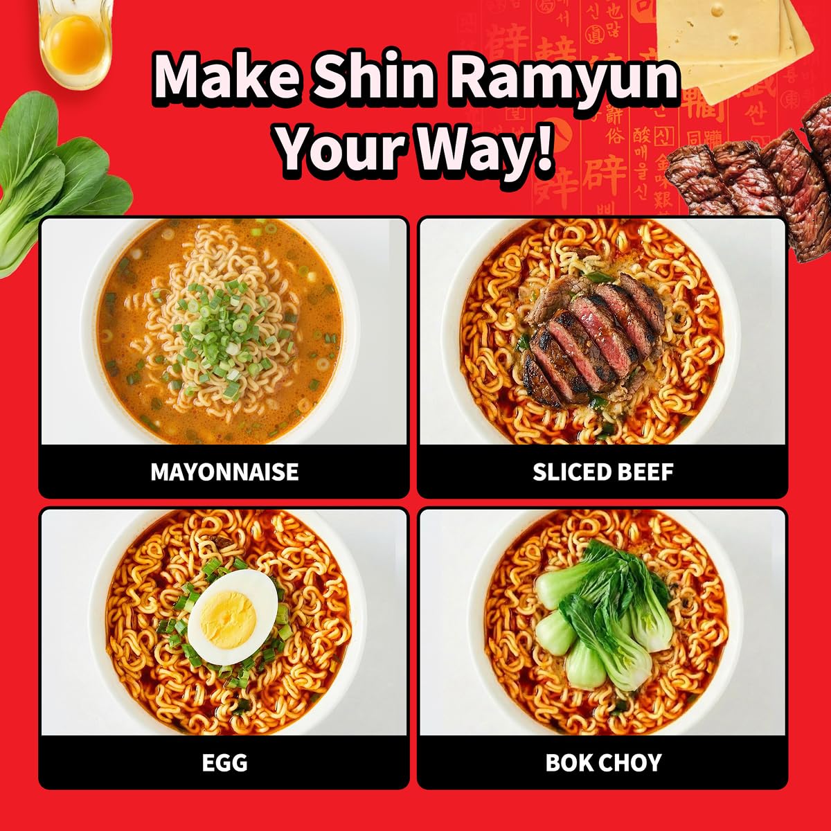 Nongshim Shin Ramyun Bowl Noodles: Spicy Korean Instant Ramen with Rich Beef Broth, Microwaveable