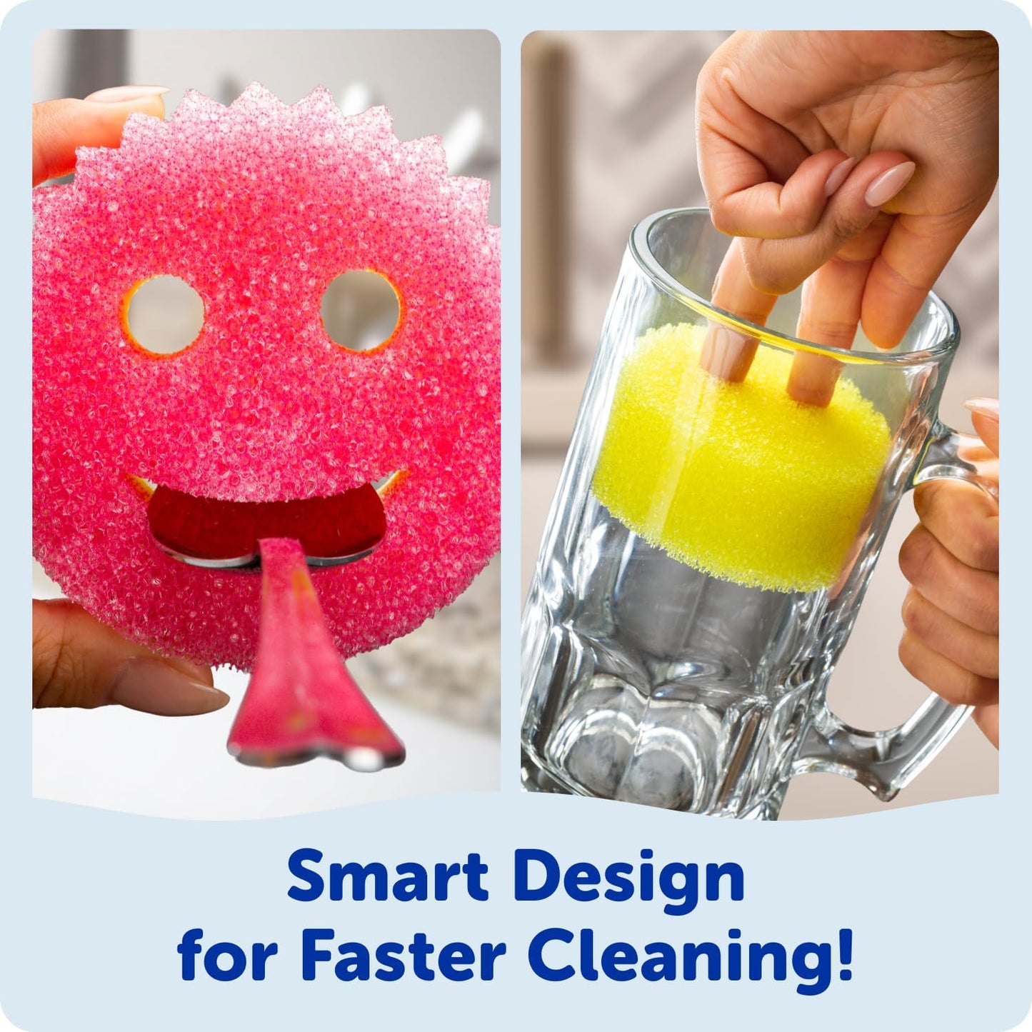 Scrub Daddy Original (4) + Scrub Mommy Kitchen Sponges (4) - Scratch-Free Dish Scrubber - Multipurpose Kitchen Cleaning Sponges - BPA Free Polymer Foam - Stain & Odor Resistant (8 Pack)