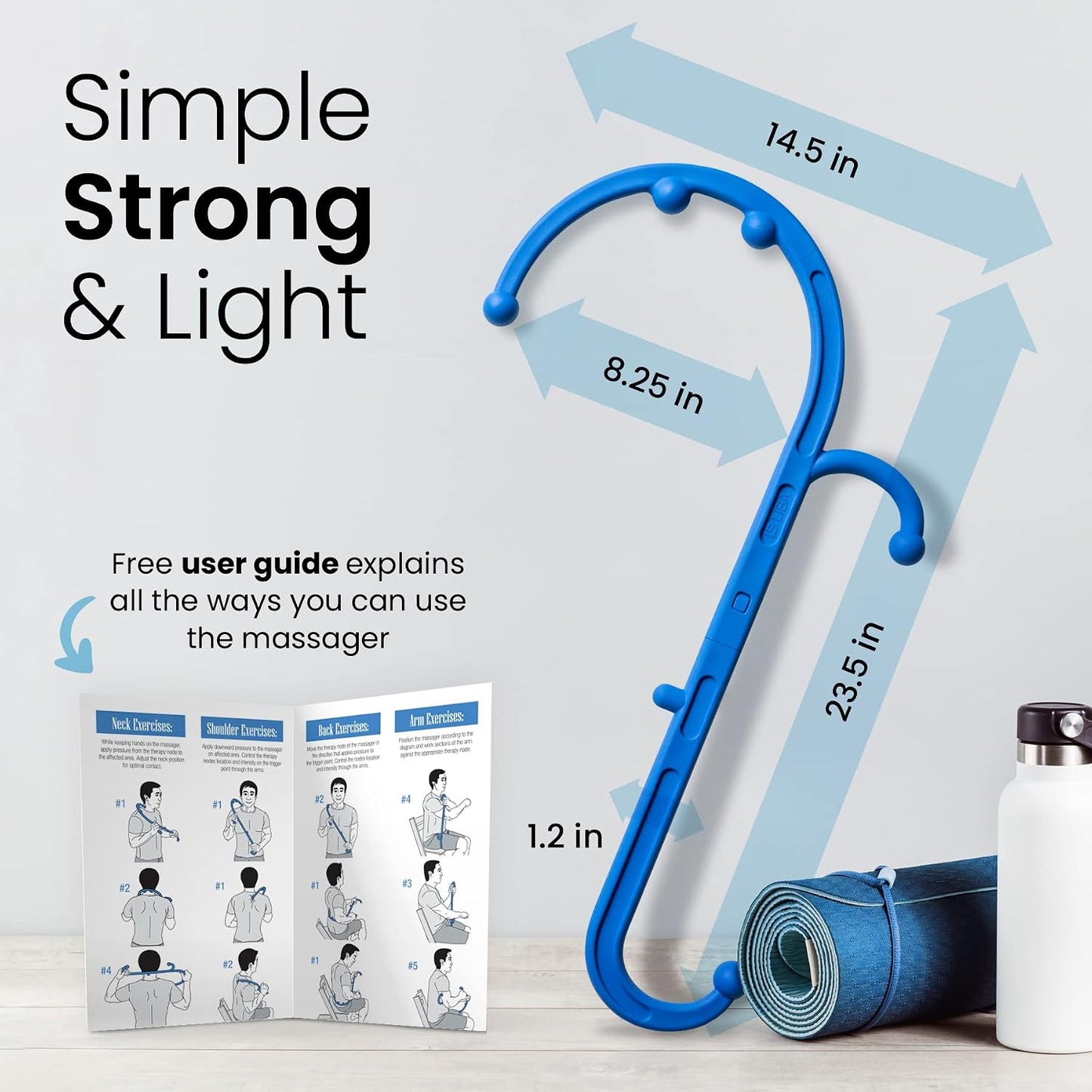 LiBa Blue Handheld Back Neck Shoulder Massager for Pain Relief