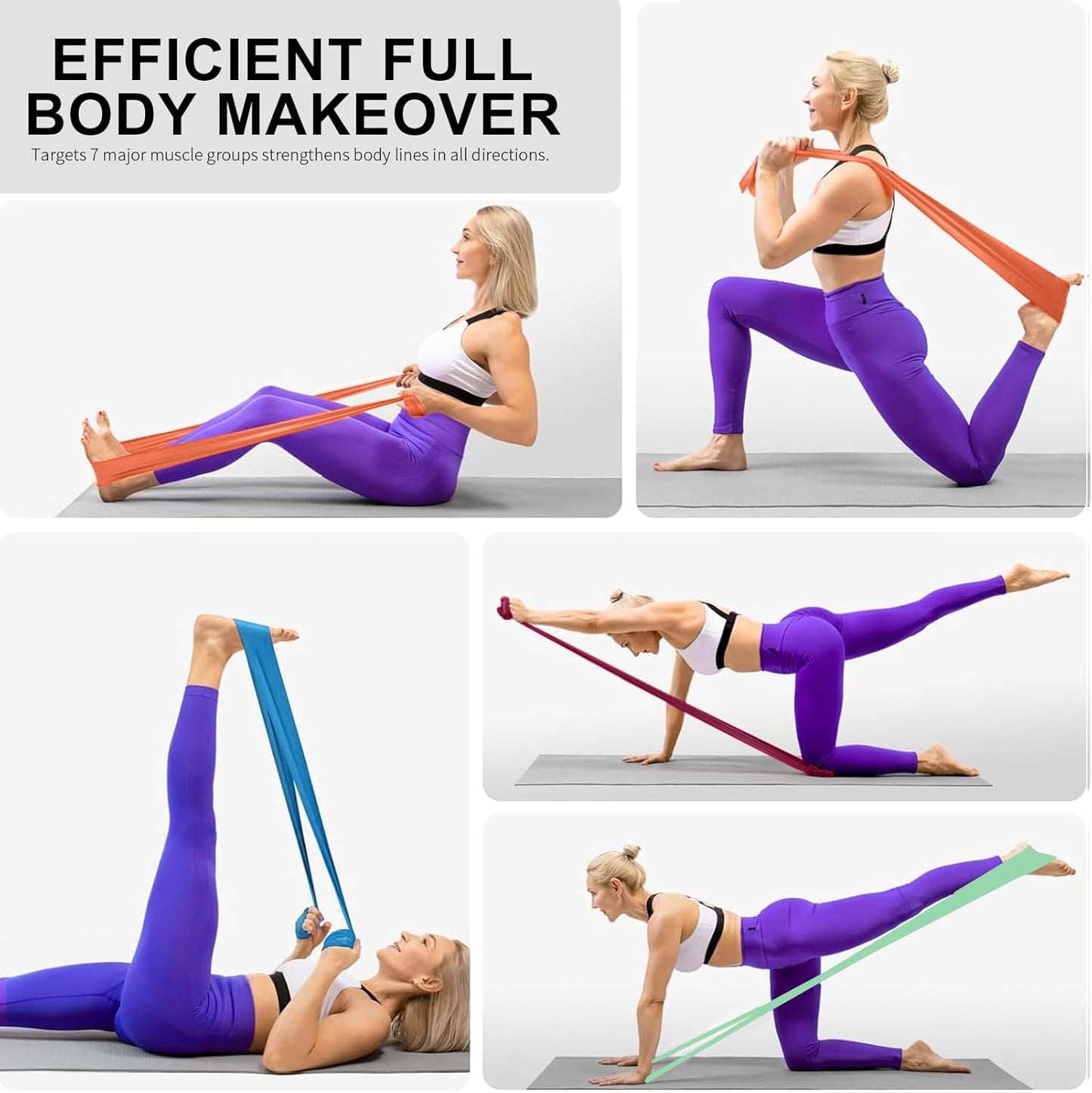 AZURELIFE Resistance Bands, Professional Non-Latex Elastic Stretch Bands for Physical Therapy and Strength Training
