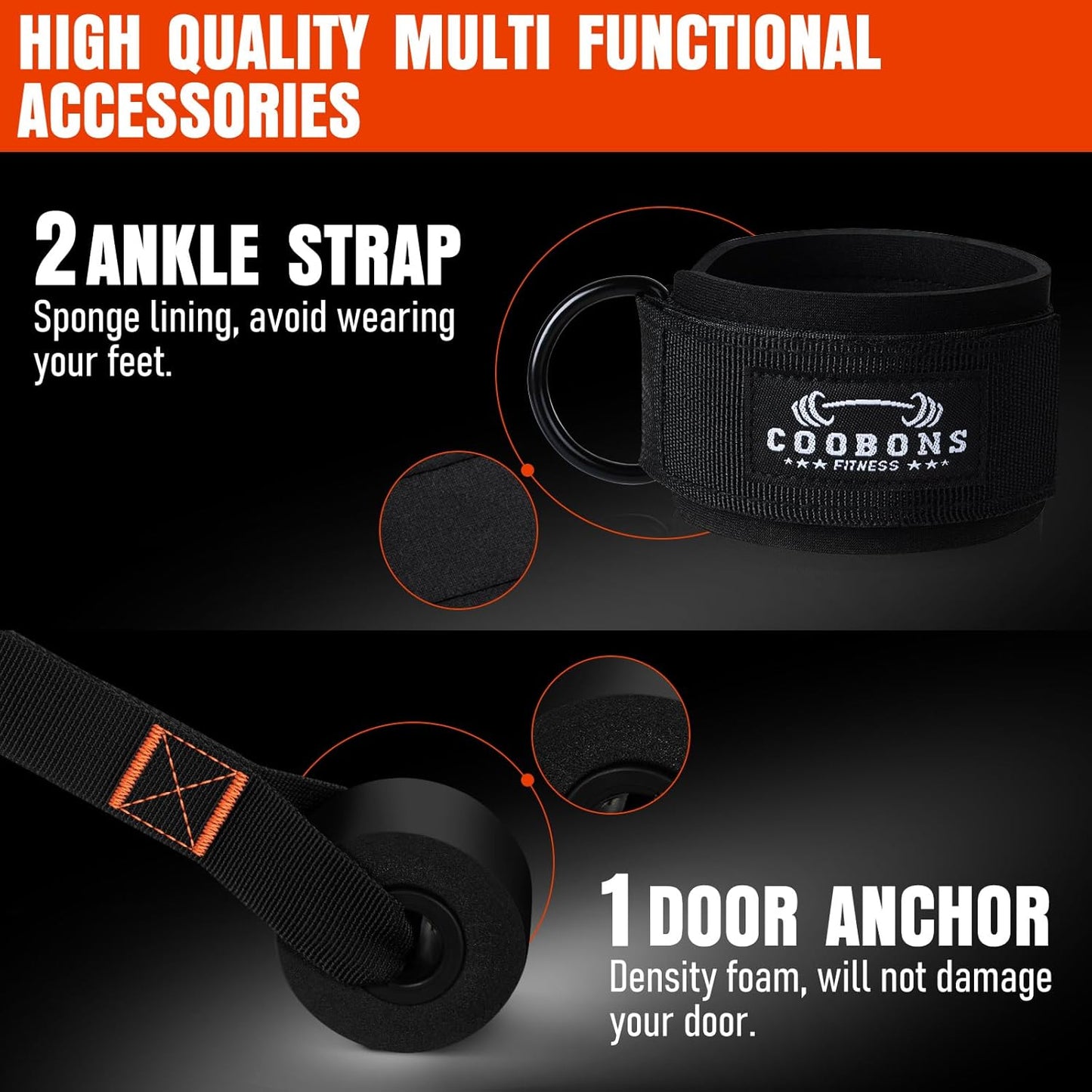 Resistance Bands with Handles, 175lb Exercise Bands for Fitness
