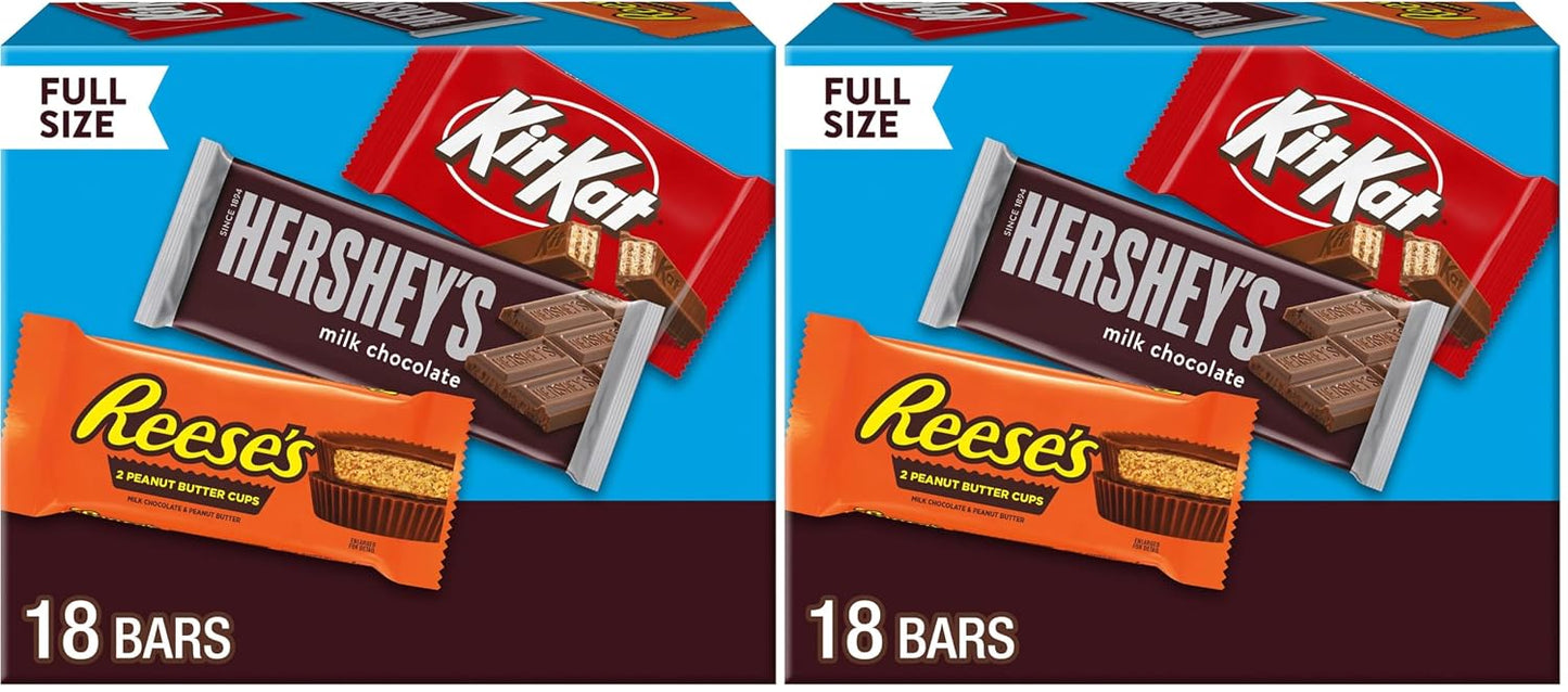 HERSHEY'S, KIT KAT and REESE'S Assorted Milk Chocolate Candy Variety Box, 27.3 oz (18 Pieces)