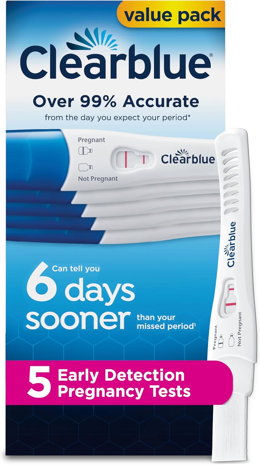 Clearblue Early Detection Pregnancy Test, 5 Count, 99% Accurate, 6 Days Sooner