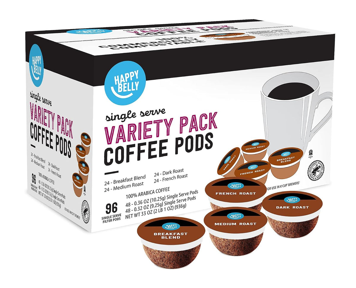 Happy Belly Variety Pack Compostable Coffee Pods for K-Cup Brewer