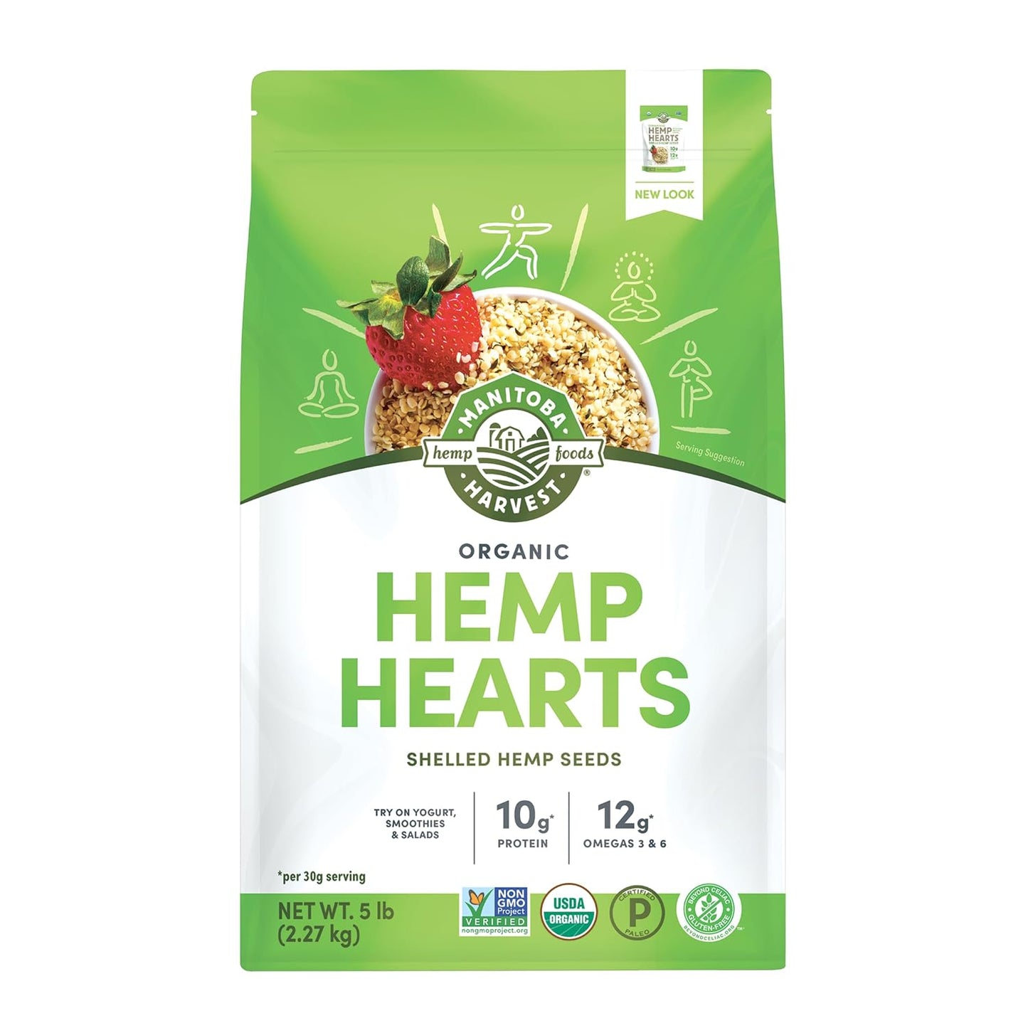 Manitoba Harvest Organic Hemp Hearts, Shelled Hemp Seeds - 7oz - 10g Plant Protein & 12g Omega 3 & 6 per 30g serving - Easy-to-Digest seeds with 9 Essential Amino Acids - Gluten Free, Vegan, Non-GMO