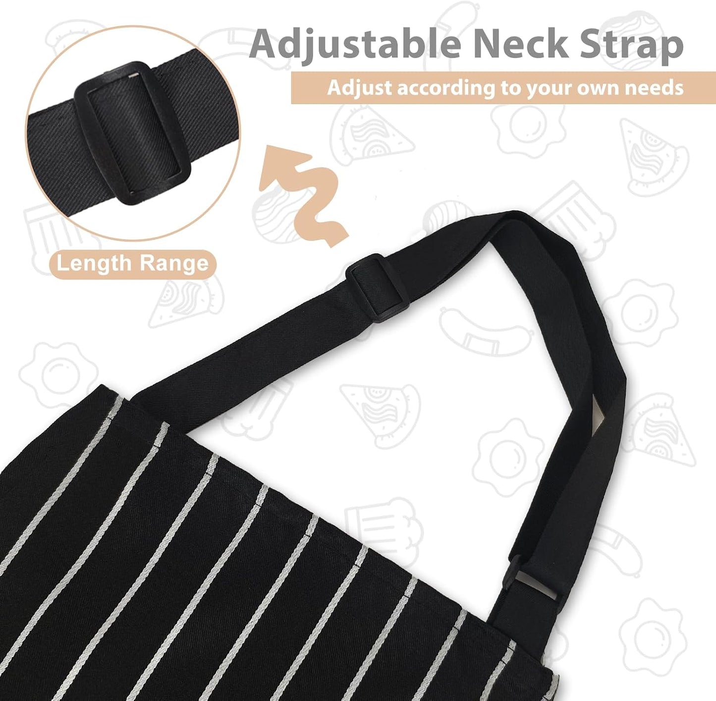 VALOME 2 Pack Kitchen Aprons with Pockets, Cooking Chef Apron for Men Women | Adjustable Neck Strap, Unisex Bib Soft Aprons, Cotton-Blend, for Grilling Cooking Gardening Baking