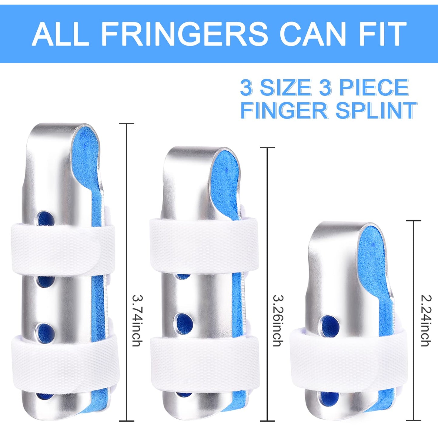 Sopito Finger Splint, 3PCS Finger Support Brace for Arthritis and Immobilization, Blue