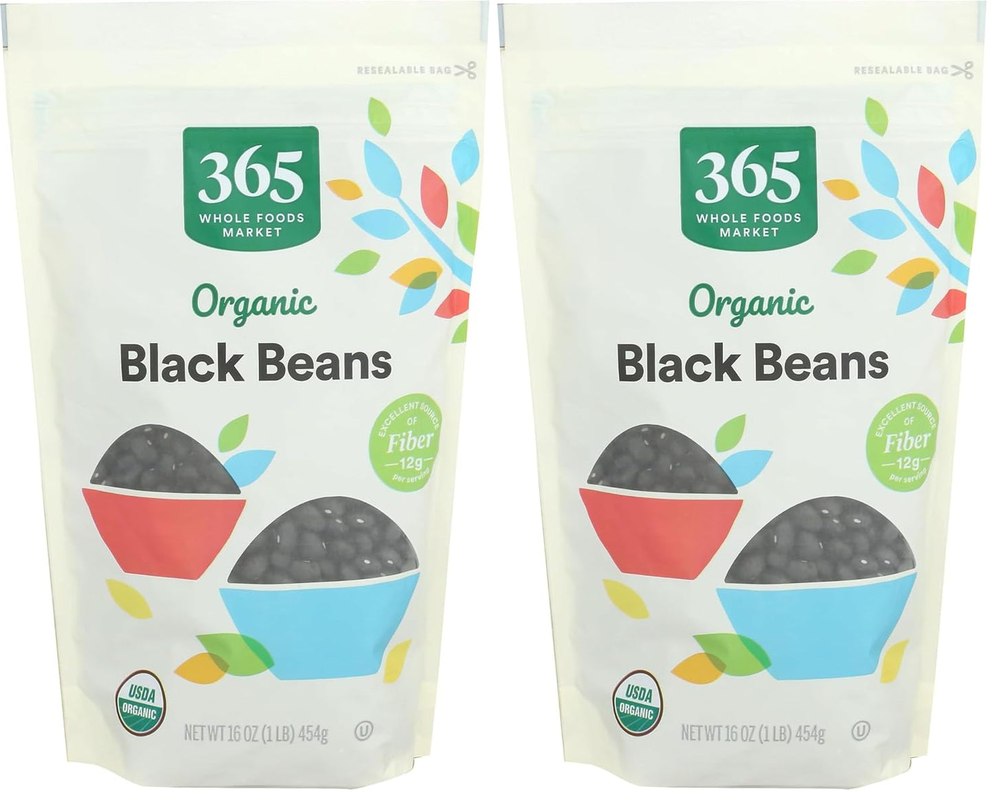 365 by Whole Foods Market Organic Black Beans - 16 Ounces, Low Sodium, High Fiber, and Non-GMO