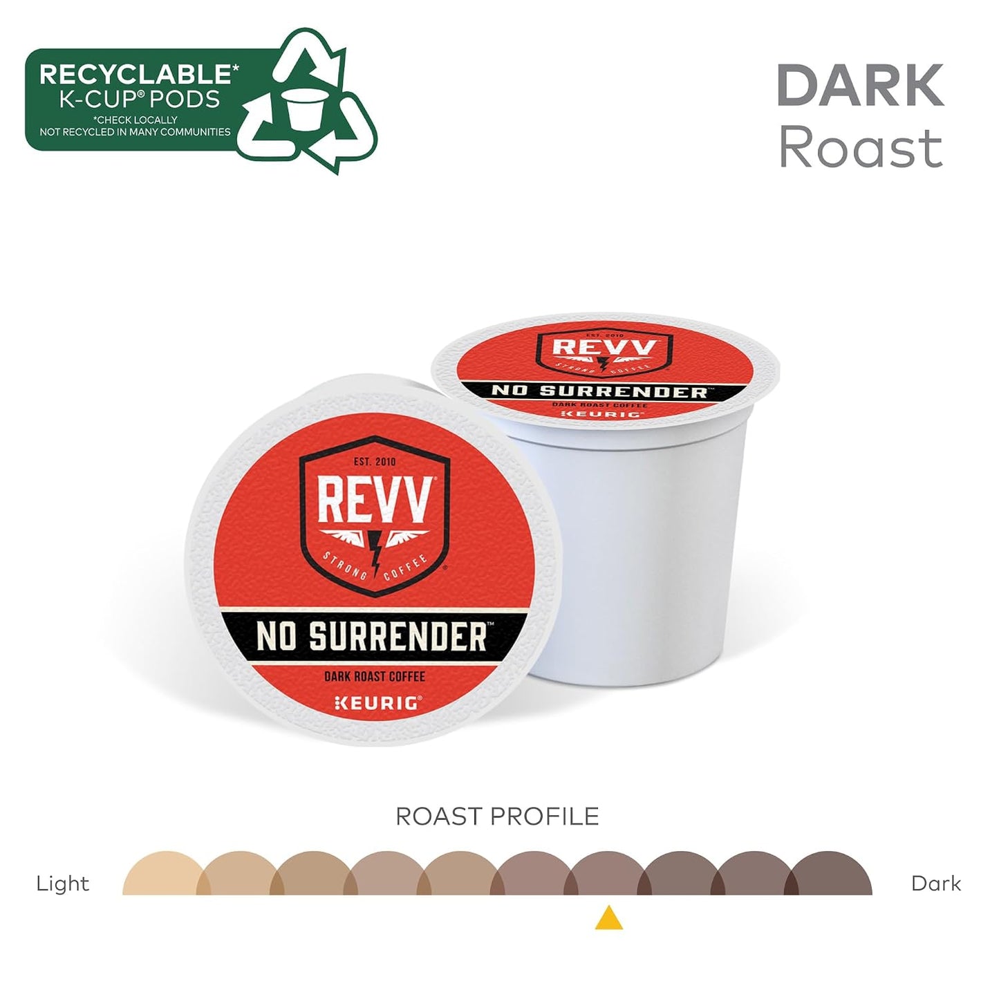 REVV No Surrender Keurig Single-Serve K-Cup Pods, Dark Roast Coffee, 96 Count