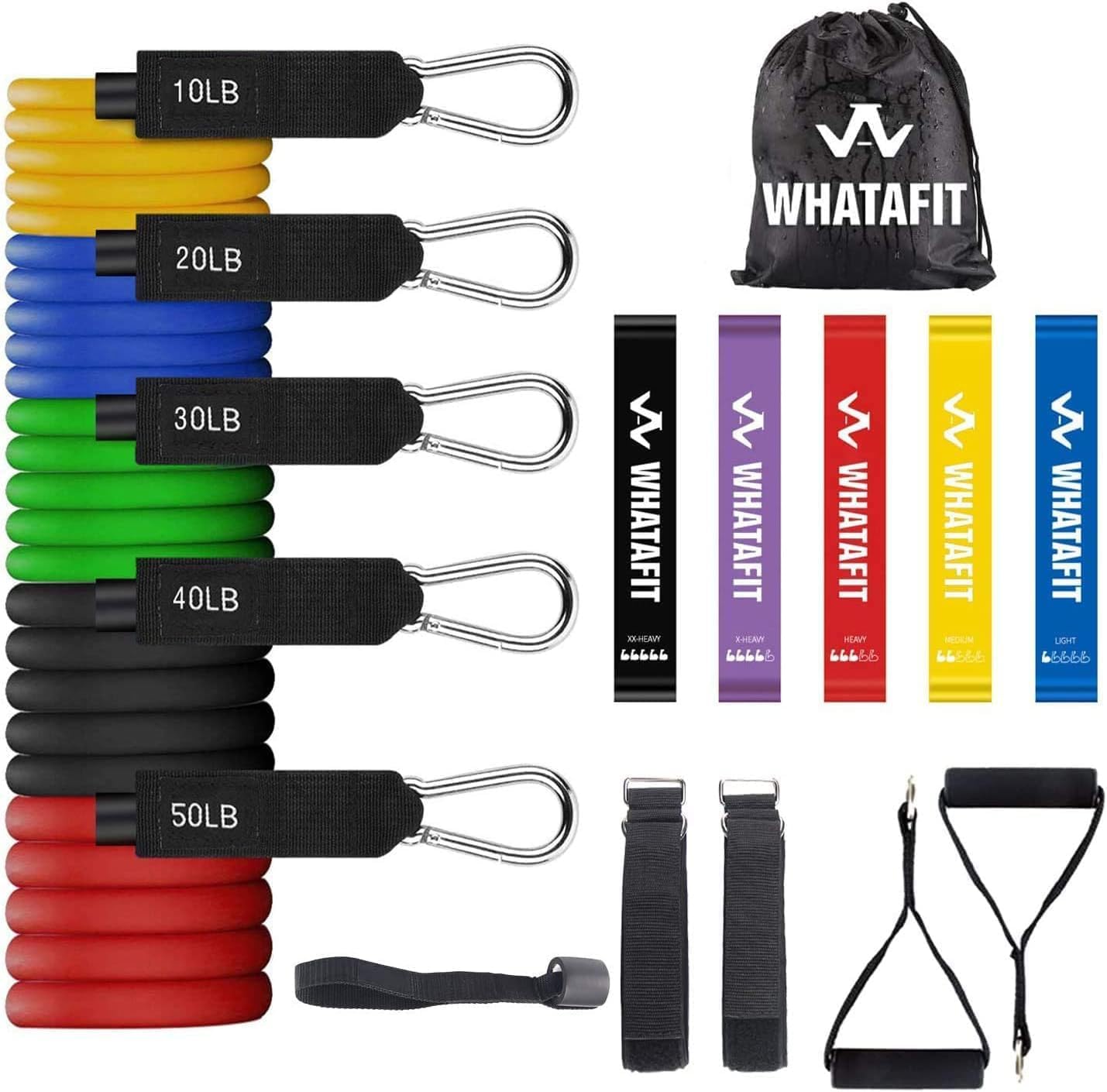 WHATAFIT Resistance Bands with Handles and 5 Adjustable Levels