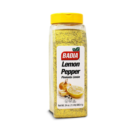 Badia lemon pepper seasoning, 24 oz, pepper, garlic & onion, zesty citrus blend for chicken, seafood & vegetables