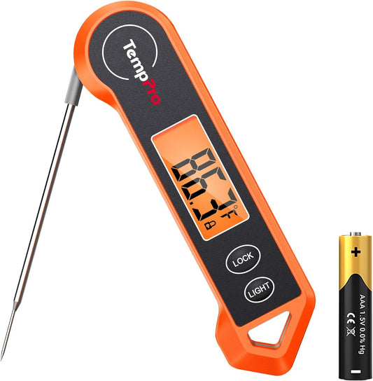 TempPro TP19H 1 Sec Digital Meat Thermometer for Cooking | Instant Read Food Thermometer with Motion Wake for BBQ Grill Oil Fry Candy, Gifts for Men Dad Husband (Previously ThermoPro)