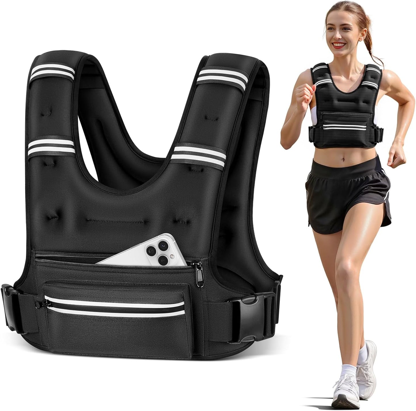 Adjustable Weighted Vest with Storage Pockets - Perfect for Workout, Running, Walking