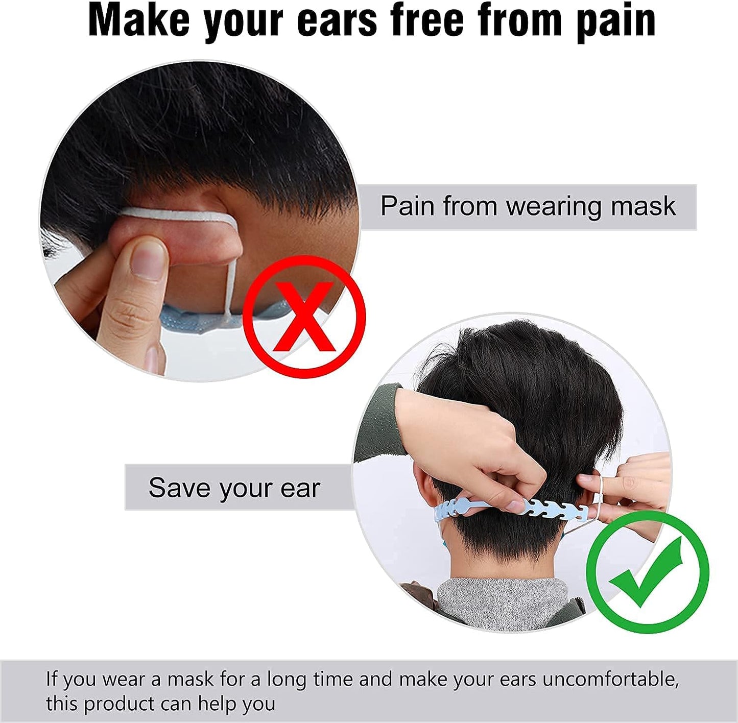 MIAODAM Adjustable Mask Extender Strap for Adults and Kids