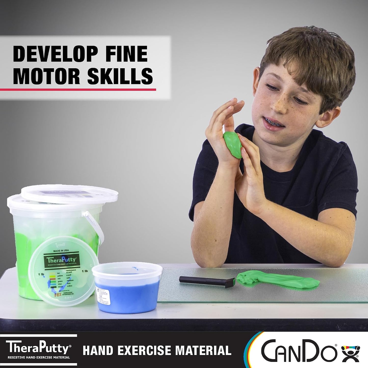 CanDo Theraputty Plus Hand Exercise Putty Green 2 oz Medium for Rehabilitation