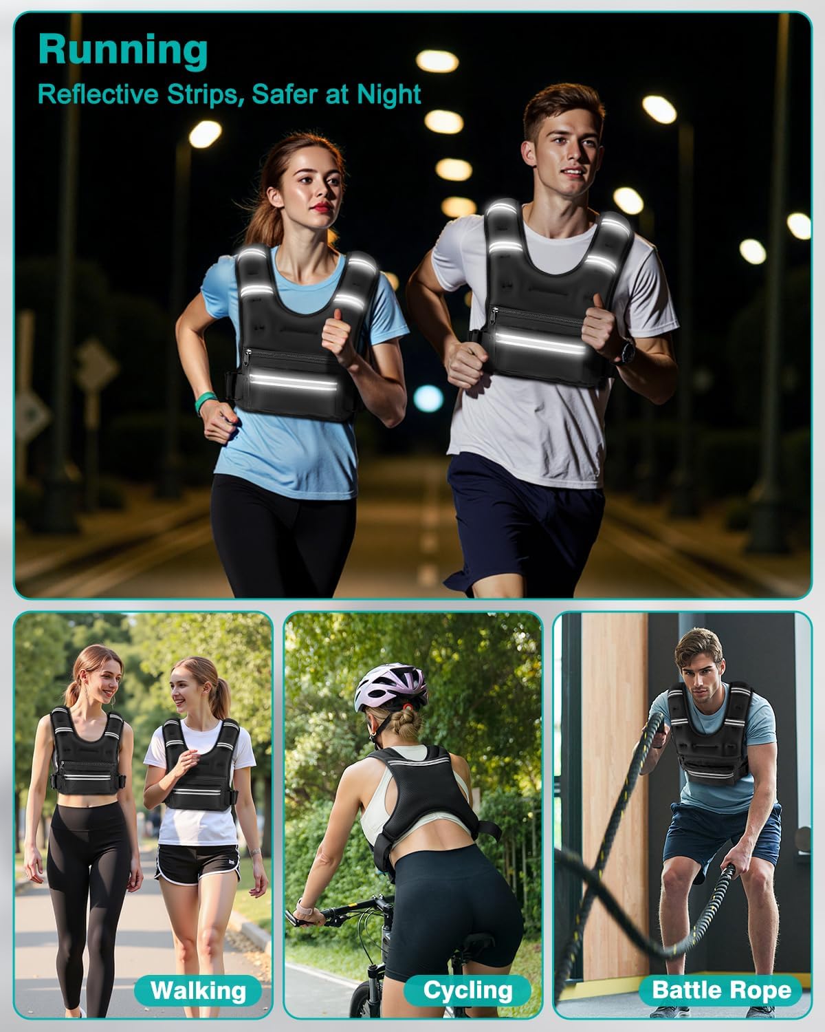 Adjustable Weighted Vest with Storage Pockets - Perfect for Workout, Running, Walking