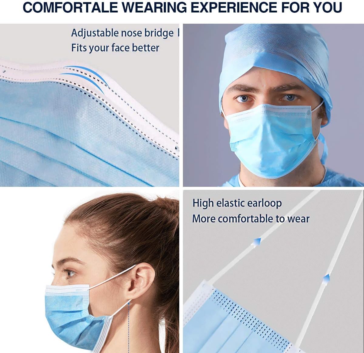 100 Pack Medical Disposable Face Masks for Protection 3 Layers Safety Face Masks