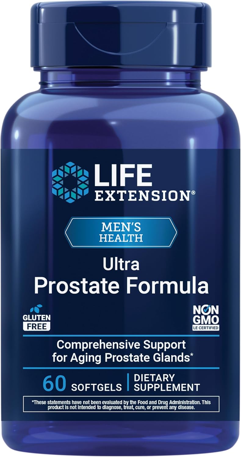 Life Extension Ultra Prostate Formula, Saw Palmetto for Men, pygeum, stinging Nettle Root, lycopene, Prostate Health, Urination Flow, PSA, Non-GMO, Gluten-Free, 60 softgels