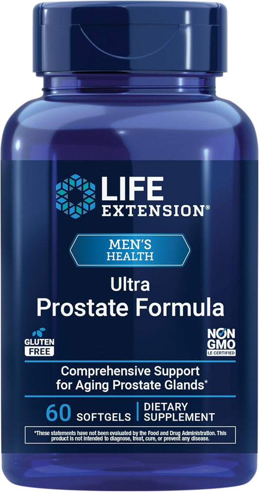 Life Extension Ultra Prostate Formula, Saw Palmetto for Men, pygeum, stinging Nettle Root, lycopene, Prostate Health, Urination Flow, PSA, Non-GMO, Gluten-Free, 60 softgels