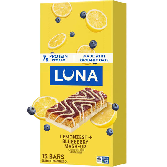 Luna Bar Mash-Ups LemonZest Blueberry Flavor 15 Pack Gluten Free Snack Bars