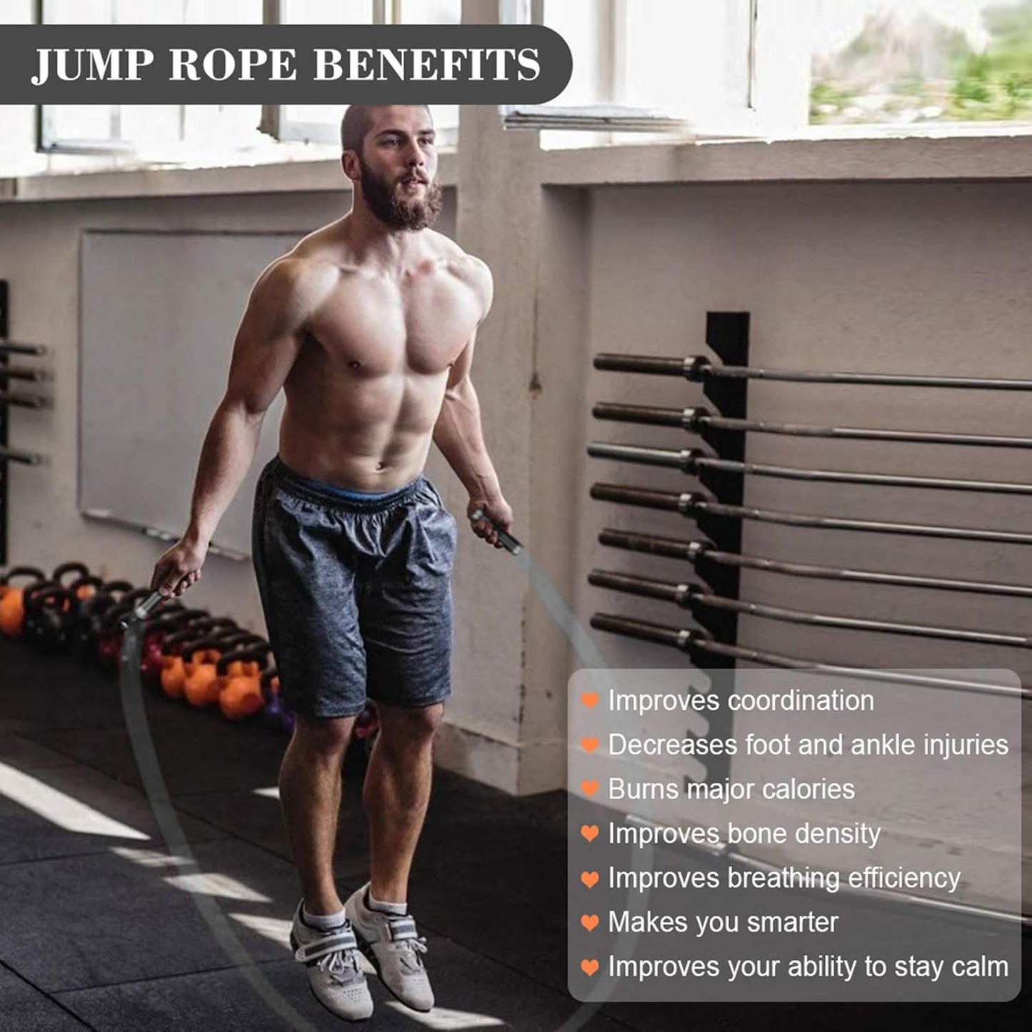 Redify Weighted Jump Rope for Workout Fitness (1LB), Tangle-Free Ball Bearing Rope