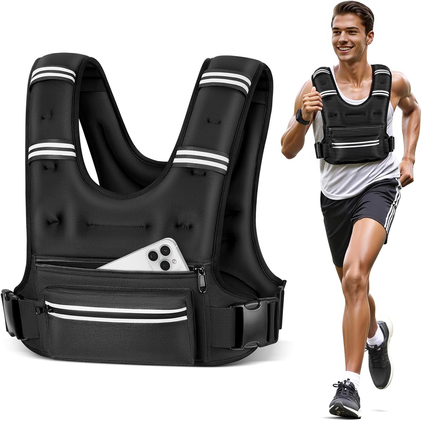 Adjustable Weighted Vest with Storage Pockets - Perfect for Workout, Running, Walking